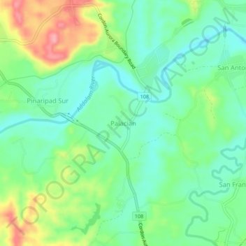 Topografische Karte Palacian, Höhe, Relief