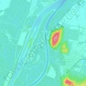 Topografische Karte Hameau du Rhin, Höhe, Relief