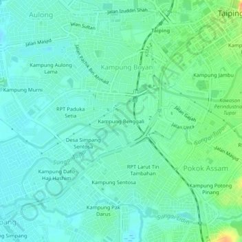 Topografische Karte Kampung Benggali, Höhe, Relief