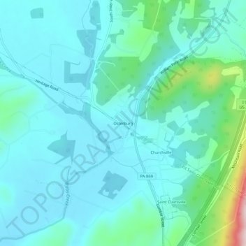 Topografische Karte Osterburg, Höhe, Relief
