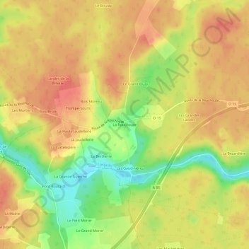 Topografische Karte La Rouchouze, Höhe, Relief