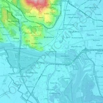 Topografische Karte Old Town, Höhe, Relief