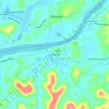 Topografische Karte Vazhakkad, Höhe, Relief