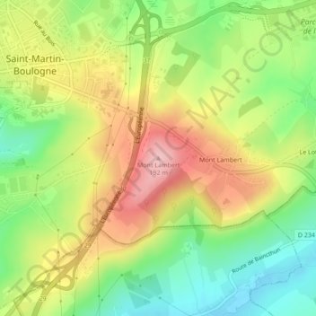 Topografische Karte Mont Lambert, Höhe, Relief