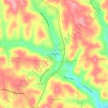 Topografische Karte Cunningham, Höhe, Relief