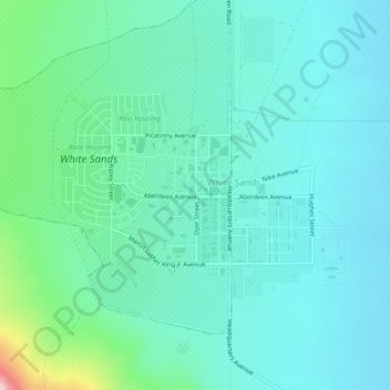 Topografische Karte White Sands Missile Range, Höhe, Relief