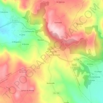 Topografische Karte Alto do Couso, Höhe, Relief