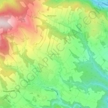 Topografische Karte Riegersbach, Höhe, Relief