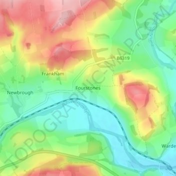 Topografische Karte Fourstones, Höhe, Relief