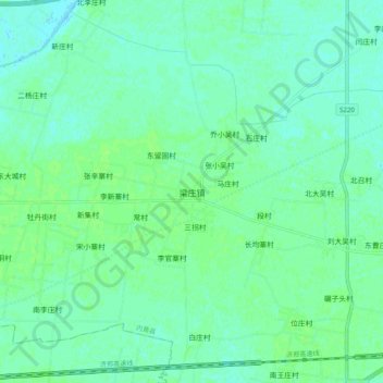 Topografische Karte 梁庄镇, Höhe, Relief