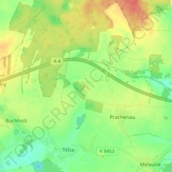 Topografische Karte Margarethenhof, Höhe, Relief