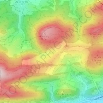 Topografische Karte Kilholz, Höhe, Relief