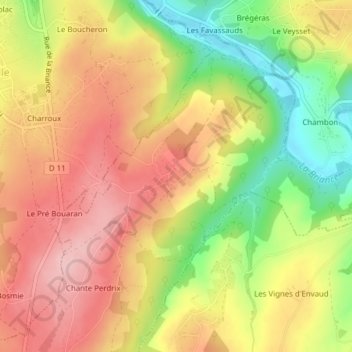 Topografische Karte Banneix, Höhe, Relief