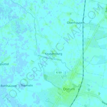 Topografische Karte Knakenburg, Höhe, Relief
