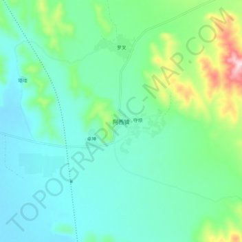 Topografische Karte 阿西镇, Höhe, Relief