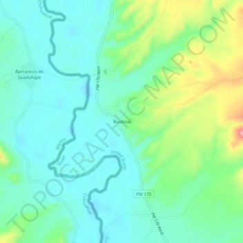 Topografische Karte Ruidosa, Höhe, Relief