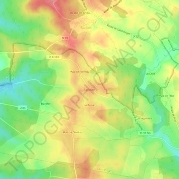 Topografische Karte Saillagol, Höhe, Relief