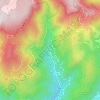 Topografische Karte Bions, Höhe, Relief