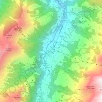 Topografische Karte Melchtal, Höhe, Relief