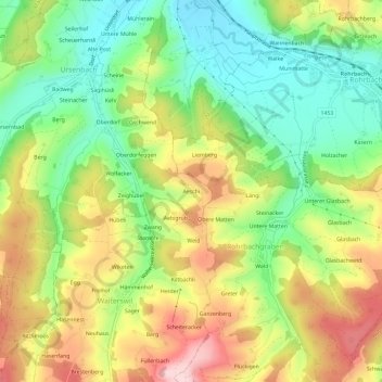 Topografische Karte Aeschi, Höhe, Relief
