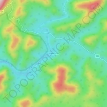 Topografische Karte Valamuru, Höhe, Relief