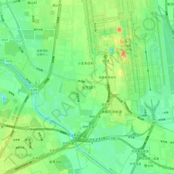 Topografische Karte 天竺镇, Höhe, Relief