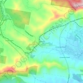 Topografische Karte Red Hill, Höhe, Relief