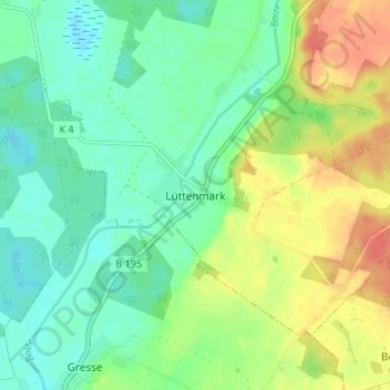 Topografische Karte Lüttenmark, Höhe, Relief