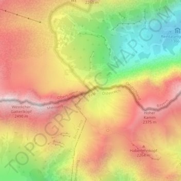 Topografische Karte Gatterl, Höhe, Relief