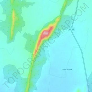 Topografische Karte Balod, Höhe, Relief