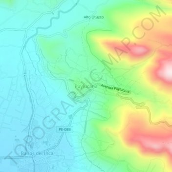 Topografische Karte Puylucana, Höhe, Relief