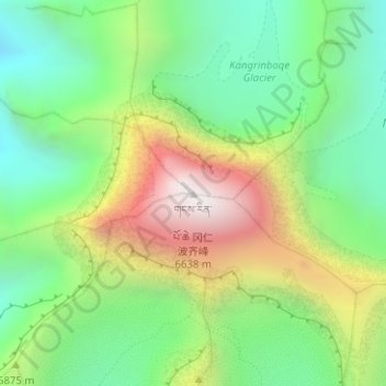 Topografische Karte Kailash, Höhe, Relief