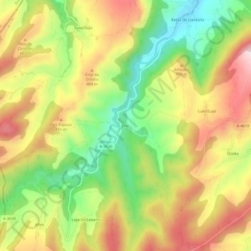 Topografische Karte Erbi, Höhe, Relief