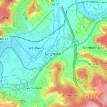 Topografische Karte Langendorf, Höhe, Relief