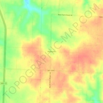 Topografische Karte Ebenezer, Höhe, Relief