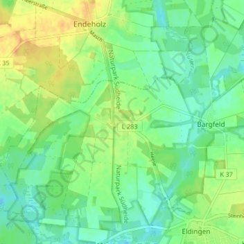 Topografische Karte Heese, Höhe, Relief