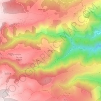 Topografische Karte Vins-Bas, Höhe, Relief