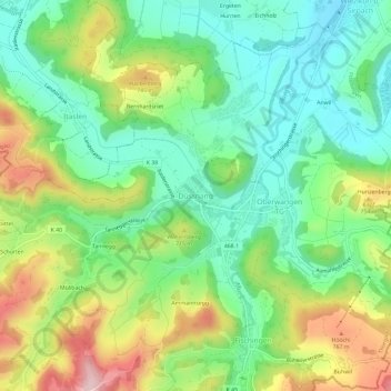 Topografische Karte Dussnang, Höhe, Relief