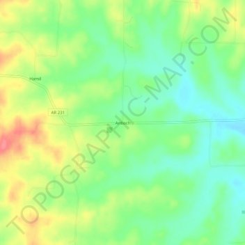 Topografische Karte Antioch, Höhe, Relief