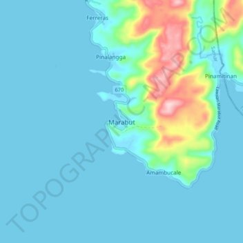 Topografische Karte Marabut, Höhe, Relief