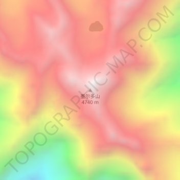 Topografische Karte 墨尔多山, Höhe, Relief