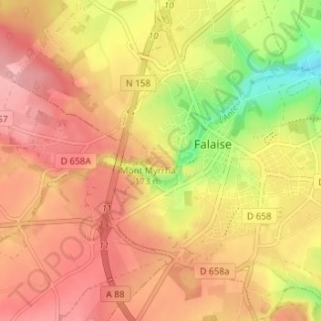Topografische Karte Mont Myrrha, Höhe, Relief