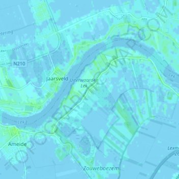 Topografische Karte Achthoven, Höhe, Relief