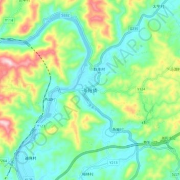 Topografische Karte 茶阳镇, Höhe, Relief