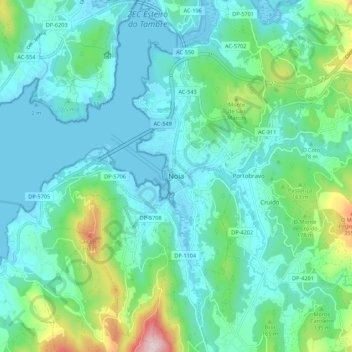 Topografische Karte Noia, Höhe, Relief