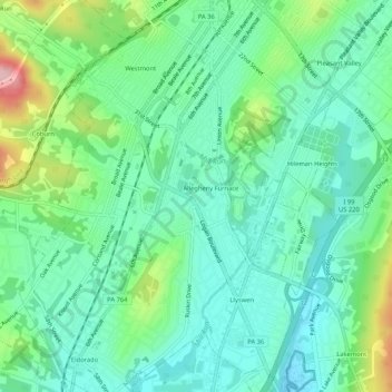 Topografische Karte South Altoona, Höhe, Relief
