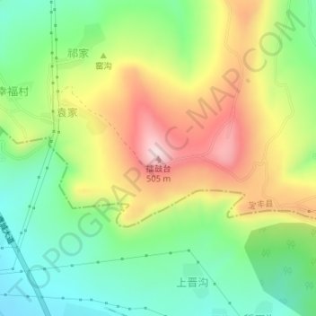 Topografische Karte 擂鼓台, Höhe, Relief