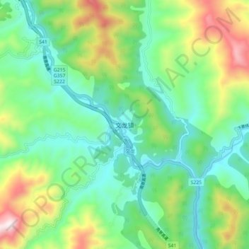 Topografische Karte 文龙镇, Höhe, Relief