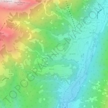 Topografische Karte Valongia, Höhe, Relief