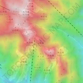 Topografische Karte 迎客松, Höhe, Relief